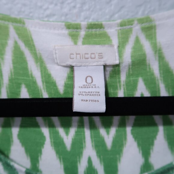 Chicos Womens Easywear Top 3/4 Sleeve Geometric Print Ombre Scoop Neck Shirt 0 - Picture 9 of 13